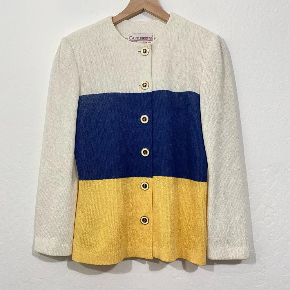 Castleberry Vintage Women’s 6 Colorblock Button up Blazer Jacket
